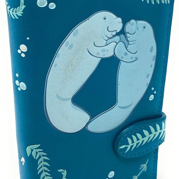 Accessories - Large Vegan Faux Leather Wallet for Women & Teens 7in Teal Travel Organizer